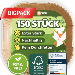 🔥 FRITTI Backpapier für Heißluftfritteuse 150 Stück DEKRA geprüft 20-25 cm XL Zubehör 🍟