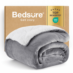 🌟 Superdeal! BEDSURE Decke Sofa Kuscheldecke Grau - warm Sherpa Sofaüberwurf Decke
