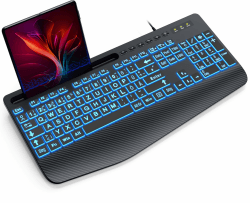 🌟 SABLUTE Tastatur mit großer Schrift und 7-Farbiger Hintergrundbeleuchtung 🌈