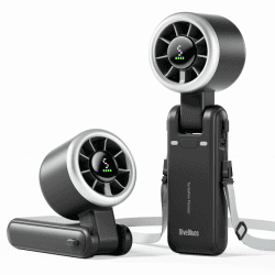 🌀 Diveblues Tragbarer Turbo Handventilator | 9m/s | 5-stufiger Wind | Wiederaufladbar | 3-in-1 | Bis zu 12 Stunden | Obsidianschwarz