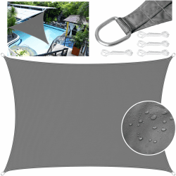 LEcylankEr Sonnensegel Balkon Dreieckig Rechteckig Wasserdicht Markisenstoff PES Sonnensegel UV Schutz Segeltuch Wasserdicht (Dunkelgrau 3x4M)