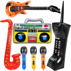🎸🎤🎷📱 PLMMOUT 7 Stück Aufblasbare Instrumente für 70er 80er Jahre Party!