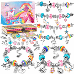 BIIB Einhorn Geschenk für Mädchen 🦄 Armbänder Selber Machen Bastelset Kinder ab 6 Jahre 🌈 Adventskalender Mädchen Kinder Teenager Mädchen Geschenke 5-12 Jahre 🎁 Geburtstagsgeschenk, Weihnachtsgeschenke Regenbogen-Mix-1