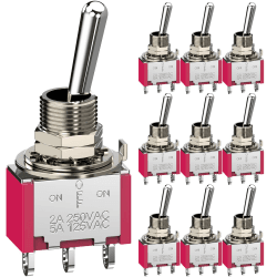 CLDIY Kippschalter AC 5A / 125V 2A / 250V 3-polige Anschlüsse Ein/Aus/Ein 3-poliger SPDT-Kippschalter Mini-Miniatur-Kippschalter Auto-Armaturenbrett, 10 Stücke 3P3D 🛠️