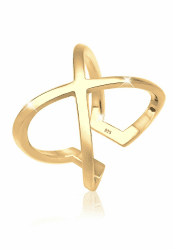 Elli Damen Ring mit Kreuz Symbol in 925 Sterling Silber Gold ✨ Blogger Statement