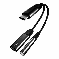🔌🎧 Powice Adapter USB C auf Klinke Laden Musik Hören 2in1