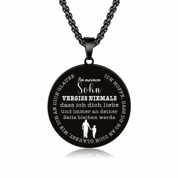 TOLOWOBK Kette Herren An Meinen Geschenke Sohn 🎁 Halskette Schwarz Inspirierende Anhänger Kette Jungs Gravur Ketten Abschluss Jahrestag Geburtstag Geschenk für Sohn Von Mama Papa