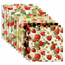 🍓 24 Blatt Erdbeer Muster Scrapbook Papier - Craft Supplies Karte Herstellung