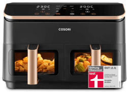 COSORI Heißluftfritteuse 2 Kammern, Airfryer Testsieger der Stiftung Warentest, 6-in-1 Dual Zone Air fryer 8,5 L, Heissluftfritteuse Doppelkammer mit Sichtfenster, energiesparend