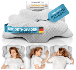 Glückstoff® Orthopädisches Kissen (Zertifiziert für alle Schlaftypen) Kopfkissen Nackenschmerzen aus Memory Foam | Nackenstützkissen Ergonomisches Kopf-Kissen Seitenschläferkissen Weiß
