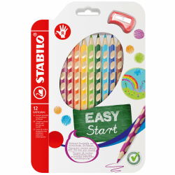 STABILO - Ergonomischer Buntstift für Rechtshänder - EASYcolors - 🌈 12er Pack mit Spitzer 🖍️
