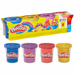 🎨 Play-Doh 4er-Pack Schimmerglanzknete 🌟 - Fantasievolles Knet-Set für glitzernden Spielspaß