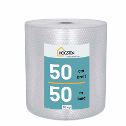 📦 HOGSTEN Luftpolsterfolie Rolle 50m x 50cm - Noppenfolie für Versand, Verpackung und Umzug