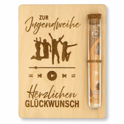 ZUKLA Verpackung für Geldgeschenke Jugendweihe aus Holz 13 x 10 cm mit Reagenzglas - Geschenk für Jungen & Mädchen - Geldgeschenk Verpackung - Handmade 🌸👉🎁✅⭐