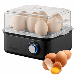 🥚🍳 Eierkocher für 1 bis 8 Eier | Elektrischer Eierkocher aus Edelstahl 500 Watt | LED Drehschalter 🥚🍳
