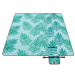 SONGMICS Picknickdecke 200 x 200 cm - Farnmuster und Hellblau 🌿💙