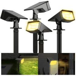 FLOWood Solarlampen, 3000K Warmweiß Solar Strahler 4 Stück, IP67 Wasserdicht