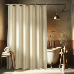 Luxuriöser Leinen Texturiert Duschvorhang 180x200 Beige 🚿