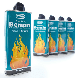 🔥🔥🔥 Großer Deal! TOM 5 x Feuerzeugbenzin 133 ml Benzin Flasche im Set - Perfekt für Feuerzeuge, Handwärmer und Benzinkocher 🔥🔥🔥