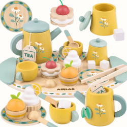 Airlab Kinderküche Tee Set Holz 🍵🍰 Teeservice Spielküche Zubehör 🎁 Teeparty Holzspielzeug für Kinder