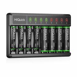 🔋🔌 HiQuick Akku Ladegerät mit 8 Ladeplätzen und LED Anzeige + 4 AA & 4 AAA Akkus