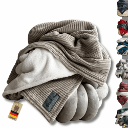 Blanketino Kuscheldecke 'Strick' 145 x 210 cm - Kuschlig warme Sofadecke aus Wellnessfleece & Baumwolle