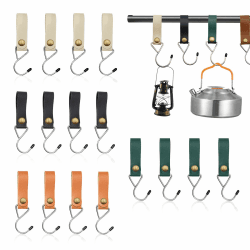 👕🧥 Leder S Haken 12 Stück für Kleiderstange - Multifunktionshaken für Garderobe und Camping 🏕️
