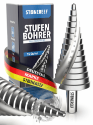 🔥 ANGEBOT: STONE REEF Stufenbohrer Profi aus HSS Stahl - [15 Stufen | Ø 4-32mm] 🔥