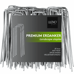 LILENO HOME Unkrautvlies Erdnägel [100 Stück - 14x3 cm] - Garten Bodenanker Set 🌿🏕️