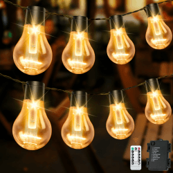 DSLebeen Outdoor Lichterkette Außen Batterie Timer 9M 12 Birnen A60 LED Fernbedienung Lichterkette 🌟