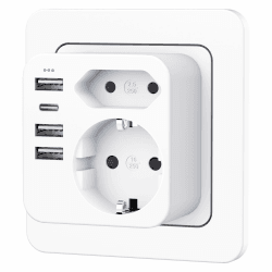 🔌📱 Mehrfachsteckdose mit 4 USB Ports und USB C Port - Steckdosenadapter Schnellladung