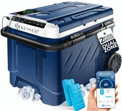 KESSER® Kompressor Kühlbox elektrisch 41 Liter | Camping Gefrierbox mit LED-Touch 🏕️ | Mit APP-Steuerung & Kühlakkus USB-Anschluss 12/24 V 230V | Kühlschrank Kühlung bis -20 °C für Auto LKW Navyblau 41 Liter Navyblau / Weiß