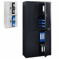 🔒🗄️ Arebos Aktenschrank Büroschrank | Schwarz | 180 x 40 x 90 cm | 4 Türen