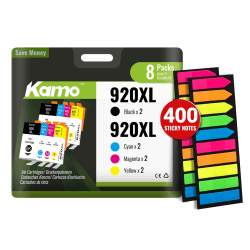 kamo 920 XL Druckerpatronen 8er Pack + Selbstklebende Notizzettel 400 Stück