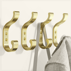 Gold Garderobenhaken 4 Stück 🌟 Wandhaken zum Aufhängen von Kleidung und Schlüsseln
