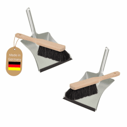 Novaliv 2X Kehrblech Set mit Rosshaar Borsten und Gummilippe