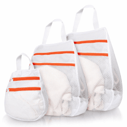 Cozary 3 Stück Wäschenetz für Waschmaschine - Weiß (30x30 cm, 40x40 cm, 50x50cm) 🧺👚🧦