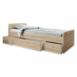 Boro Modernes Einzelbett mit 3X Schubkästen 90 x 200 cm 🌟 Praktisches Jugendzimmer Kojenbett in Eiche Sonoma Optik