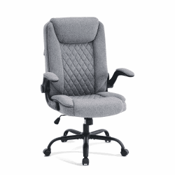 CASTLOVE Bürostuhl Ergonomisch Schreibtischstuhl Chefsessel Mit Gepolsterten Armlehnen Klappbar, Höhenverstellung, Wippfunktion und Kopfstütze Bequem für Home-Office Bürostuhl 150kg Grau Stoff 🪑🌟
