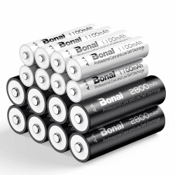 BONAI Akku 8XAA und 8XAAA 2800/1100mAh Wiederaufladbare Batterien hohe Kapazität 1,2V AA/AAA NI-MH Aufladbare Akkubatterien 16 Stück