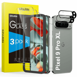 SPARIN Panzer Schutz Glas für Google Pixel 9 Pro XL (6.8”) 🌟 3 Schutzglas und 2 Kamera Schutzfolie