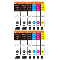 🔥 Mega-Deal! Kamo PGI-580 CLI-581 XXL Druckerpatronen (12er-Pack) - Kompatibel mit Canon Pixma