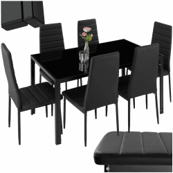 🌟 Tectake® Küchentisch mit Stühlen - 6er Set Esszimmerstühle 🪑