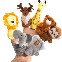 🎁 7 Stücke Niedliche Tierchen Fingerpuppen Wildes Tier Spielzeug 🐯🦌🦒🐨🐻🐘🐵