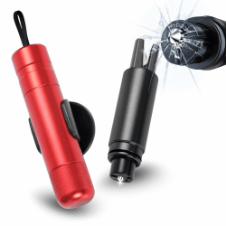 🔨🚗 Sosayet Nothammer Auto mit Gurtschneider, 2er Set - Schwarz Rot 🔴⚫