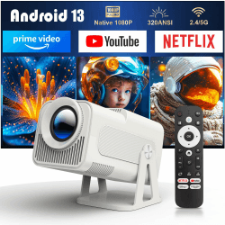🎬 [Netflix Offiziell] Magcubic HY320 NTV Smart Projektor mit Android 13 Systeme 1080P Nativ 320ANSI 12000Lumens 5G WiFi - Weiß
