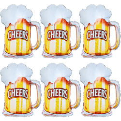 🍺🎈 6 Stück Bier Luftballons | XXL Bierglas Heliumballon | Bier Aluminium Folie Ballons