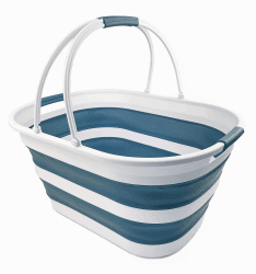 🌟MEGA ANGEBOT🌟 SAMMART 38L zusammenklappbarer Wäschekorb aus Kunststoff – ovale Wanne/Korb
