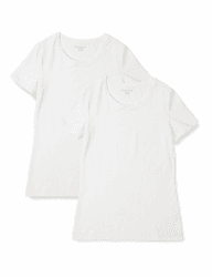 👕 Amazon Essentials Damen Kurzärmeliges T-Shirt mit Rundhalsausschnitt 2er Pack Weiß M - DEAL!