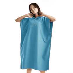 🌊👙 flintronic Handtuch Poncho, 110 * 80cm Mikrofaser Surf, Quick Dry Badeponcho - Blau #3